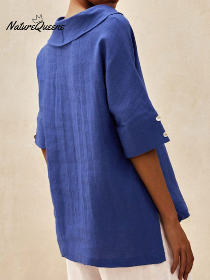 Women's Casual Linen V-neck Shirt